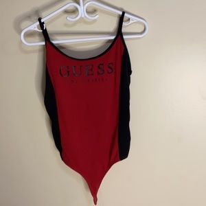 Red and black Guess body suit